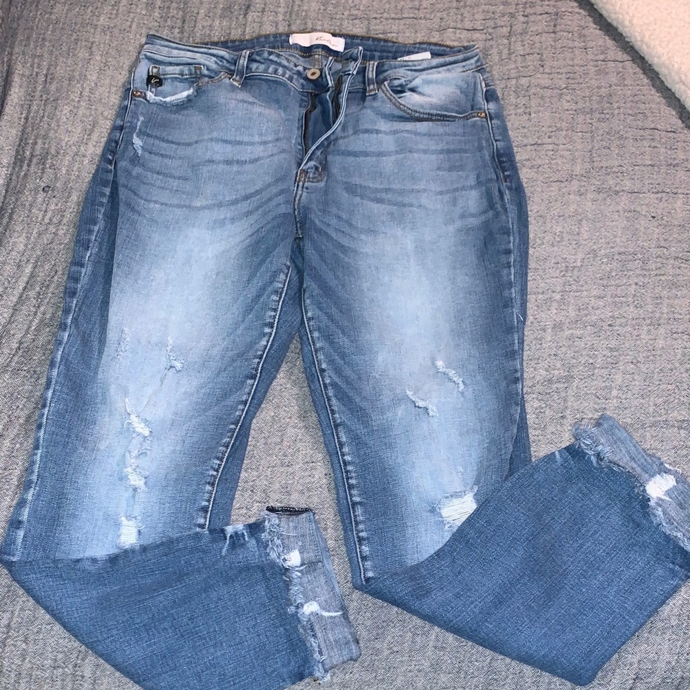 KanCan Medium Blue Ripped Boyfriend Jeans